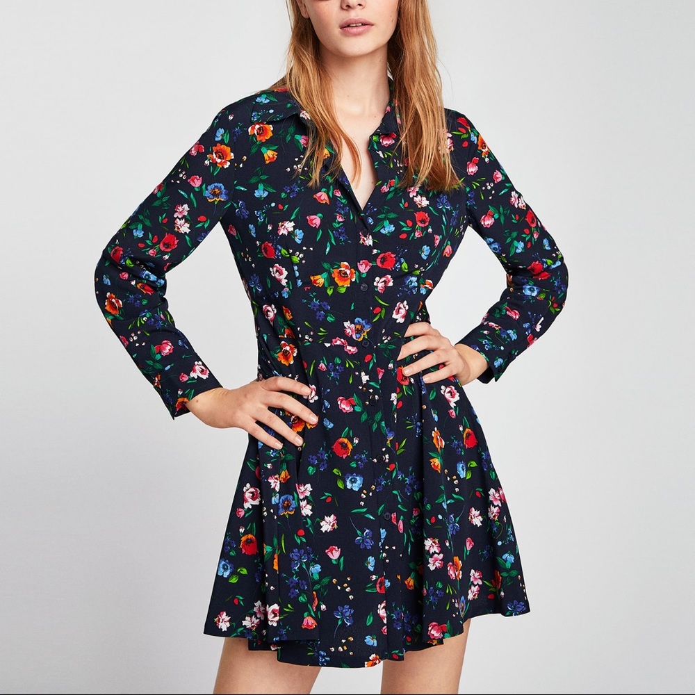 ZARA Floral Print Jumpsuit Dress Size Large